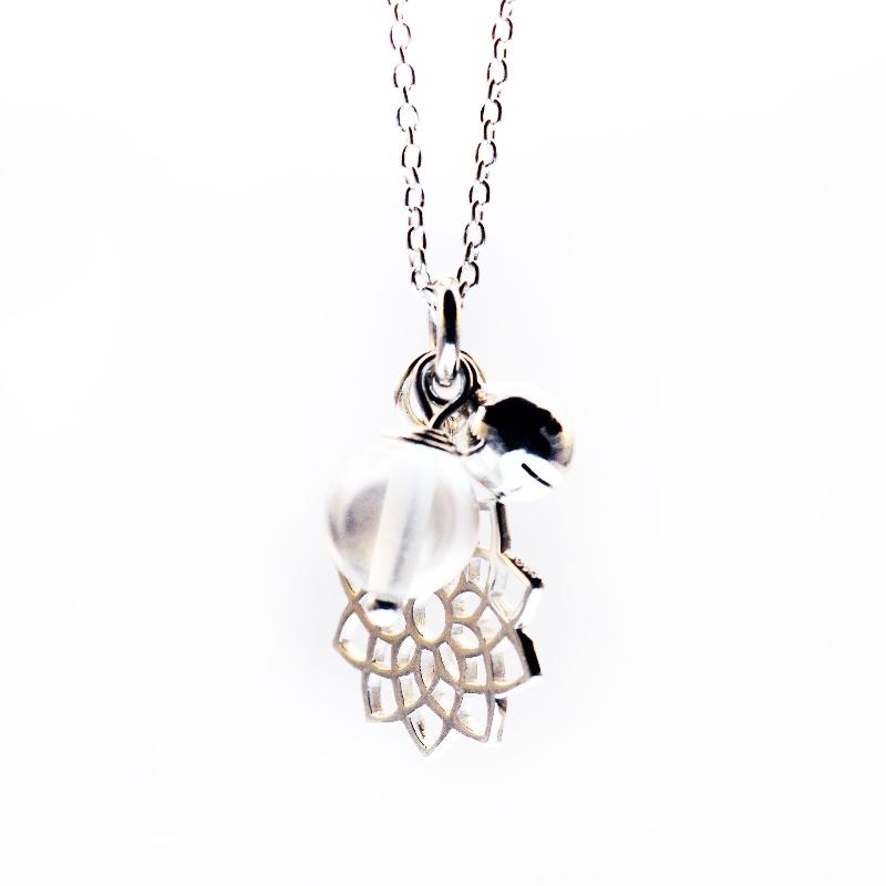 Flower of Life Symbol with Clear Quartz Bead & Bell